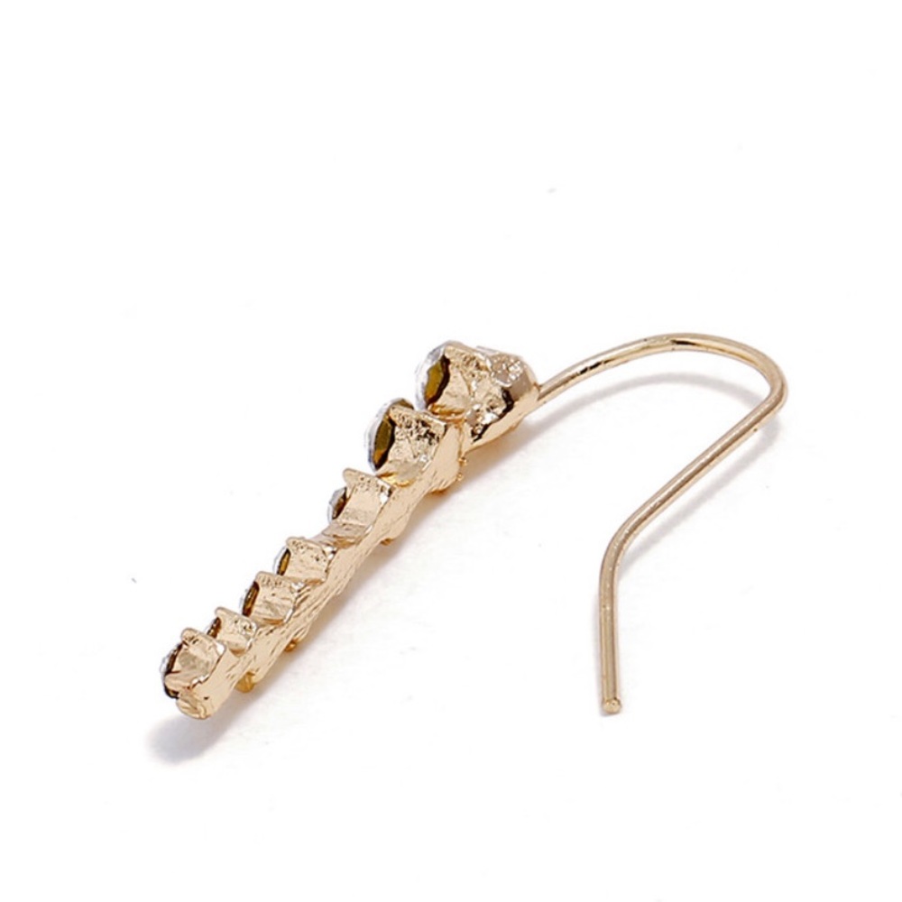 Gold Rhinestone Ear Climbers - Picture 4 of 8